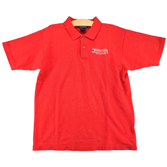 Fruit of the Loom Mens USPS Postal Service Polo Shirt Red Size L Vintage Y2K - Picture 1 of 12